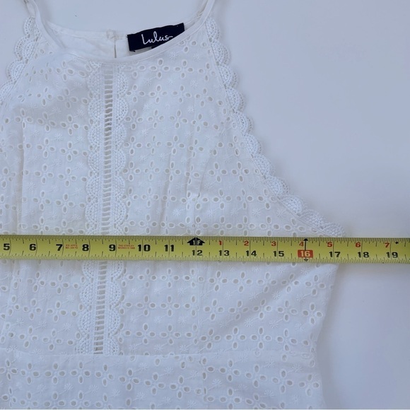 Lulu's White Let Your Heart Go Eyelet Mini Dress Size Large - Picture 8 of 9